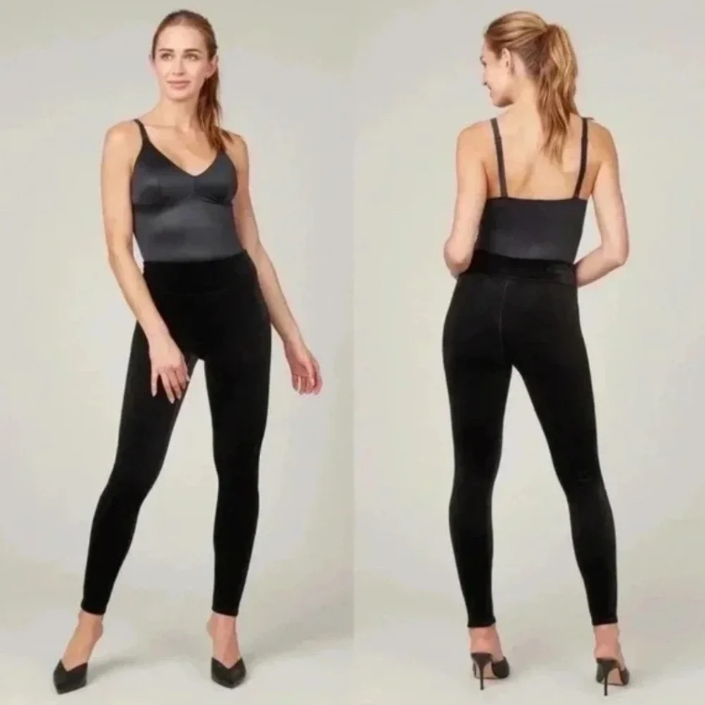 SPANX Black Velvet High-Rise Leggings-holiday party - Picture 4 of 10